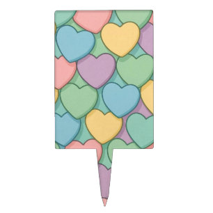 colorful candy Valentine's day heart pattern Two-T Cake Topper