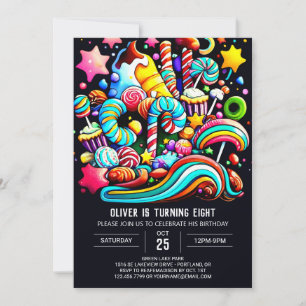 Colorful Candy Wonderland Birthday Invitation