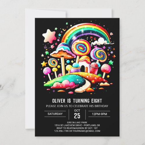 Colorful Candyland Editable Birthday Invitation