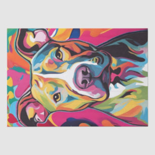 Colorful Canine Chaos: A Pop Art Pitbull Tissue Paper
