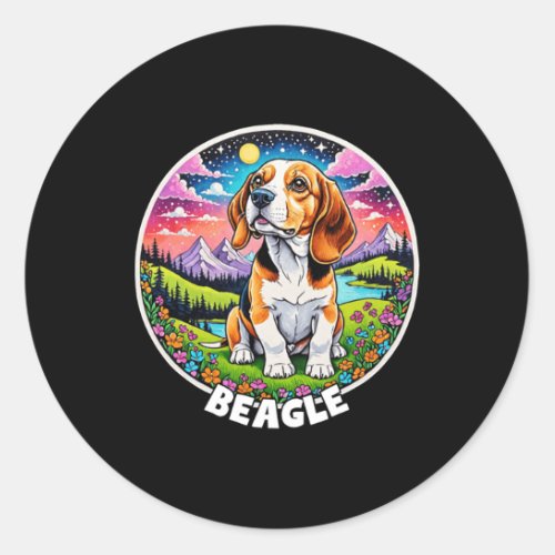 Colorful Canines _ Beagle  Classic Round Sticker