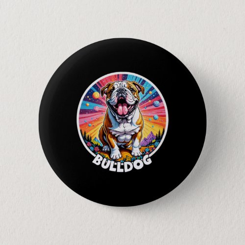 Colorful Canines _ Bulldog  Button