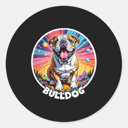 Colorful Canines _ Bulldog  Classic Round Sticker