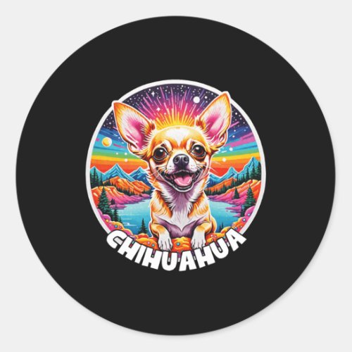 Colorful Canines _ Chihuahua  Classic Round Sticker