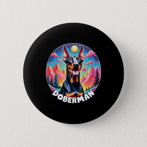 Colorful Canines _ Doberman  Button