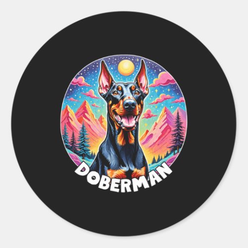 Colorful Canines _ Doberman  Classic Round Sticker