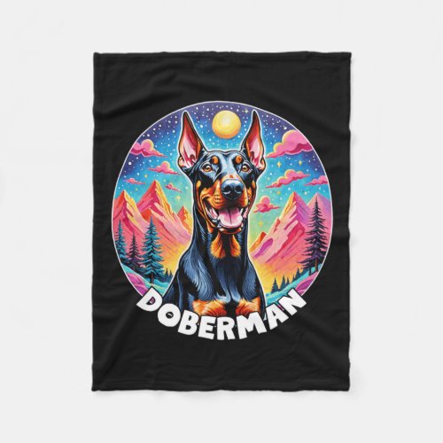 Colorful Canines _ Doberman  Fleece Blanket