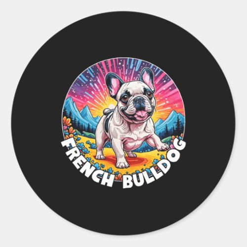 Colorful Canines _ French Bulldog  Classic Round Sticker