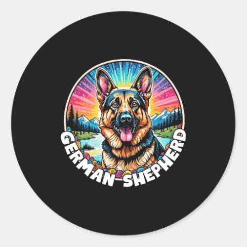 Colorful Canines _ German Shepherd  Classic Round Sticker