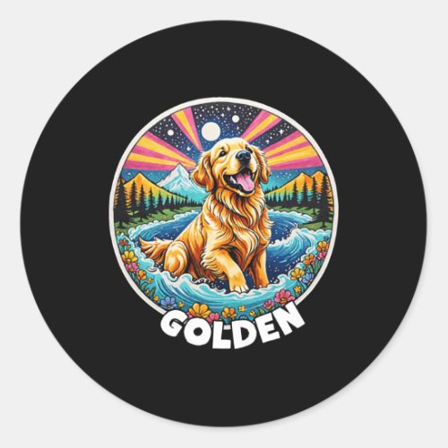 Colorful Canines _ Golden Retriever  Classic Round Sticker