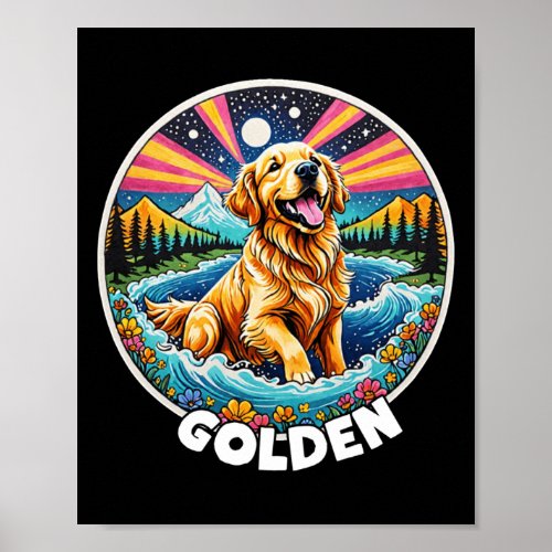 Colorful Canines _ Golden Retriever  Poster