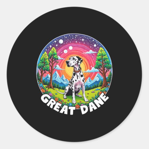 Colorful Canines _ Great Dane  Classic Round Sticker