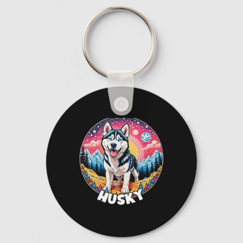 Colorful Canines _ Husky  Keychain