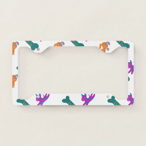 Colorful Canines License Plate Frame
