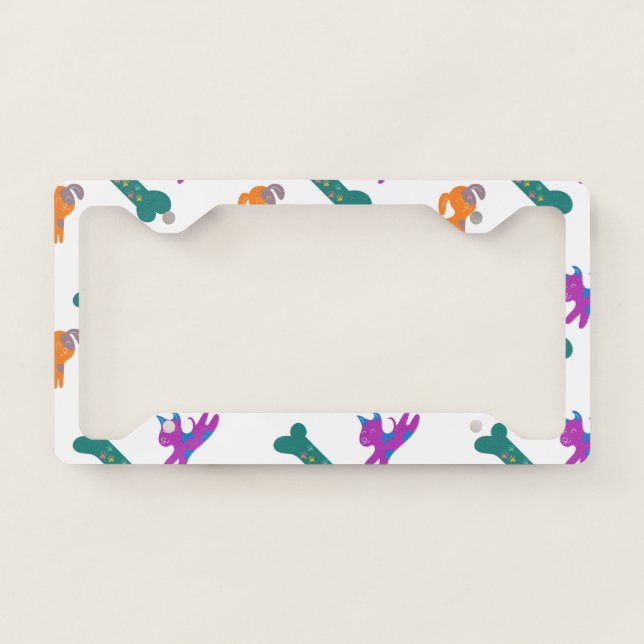 Colorful Canines License Plate Frame (Front)