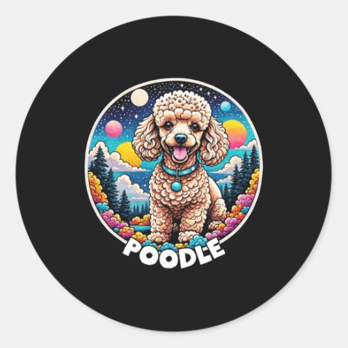 Colorful Canines _ Poodle  Classic Round Sticker
