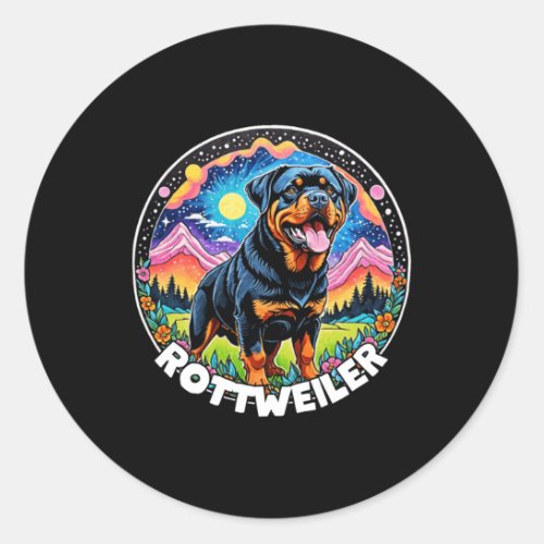 Colorful Canines _ Rottweiler  Classic Round Sticker