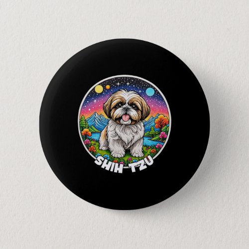 Colorful Canines _ Shih Tzu  Button