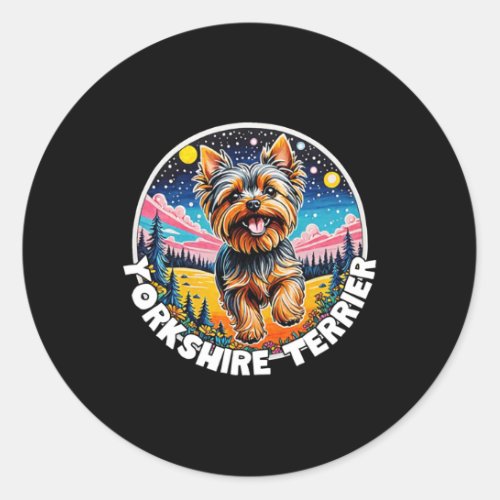 Colorful Canines _ Yorkshire Terrier  Classic Round Sticker