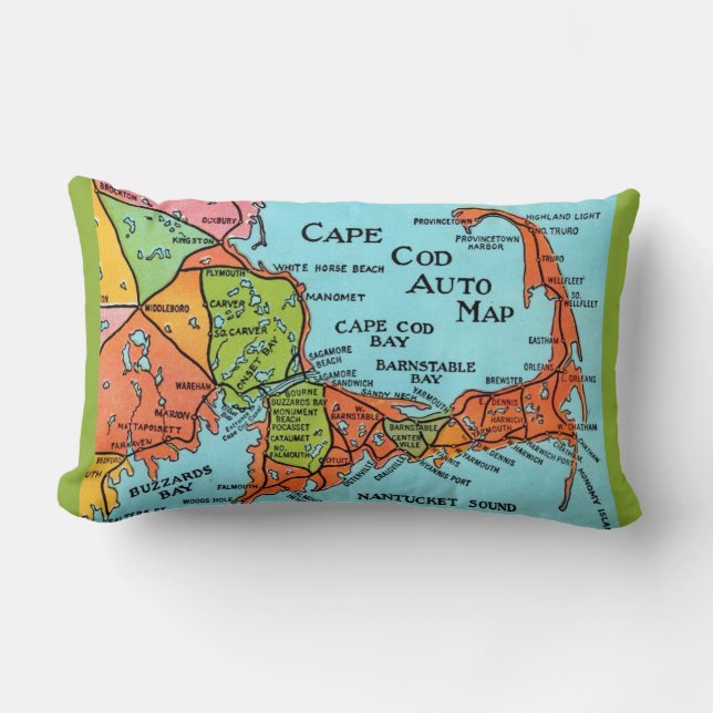 Colorful Cape Cod Lumbar Pillow (Front)