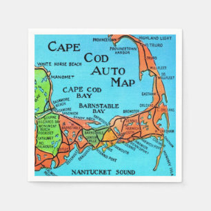 Colorful Cape Cod Map Napkins
