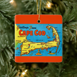 Colorful Cape cod Map Ornament