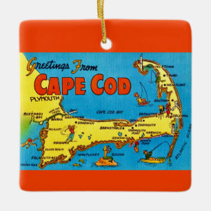 Colorful Cape cod Map Ornament