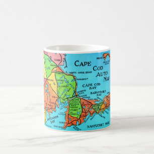 Colorful Cape Cod Postcard Map Mug