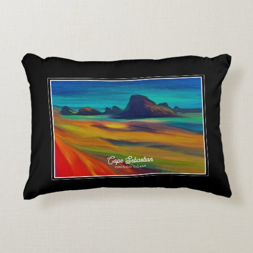 Colorful Cape Sebastian Oregon Coast Art Accent Pillow
