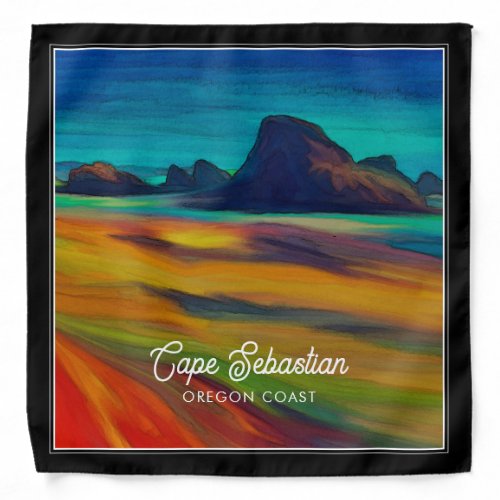 Colorful Cape Sebastian Oregon Coast Art Bandana
