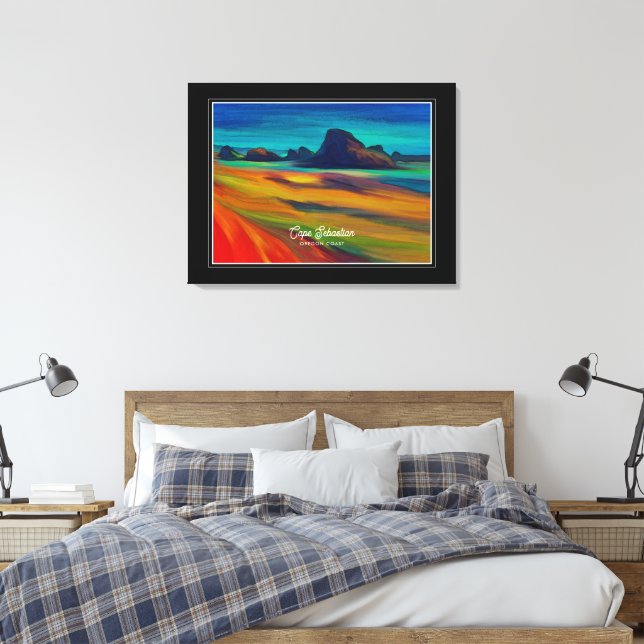 Colorful Cape Sebastian Oregon Coast Art Canvas Print (Insitu(Bedroom))