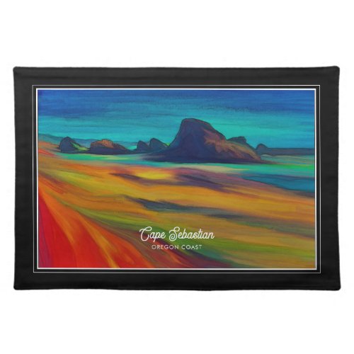 Colorful Cape Sebastian Oregon Coast Art Cloth Placemat