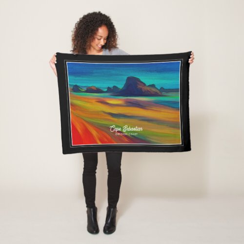 Colorful Cape Sebastian Oregon Coast Art Fleece Blanket