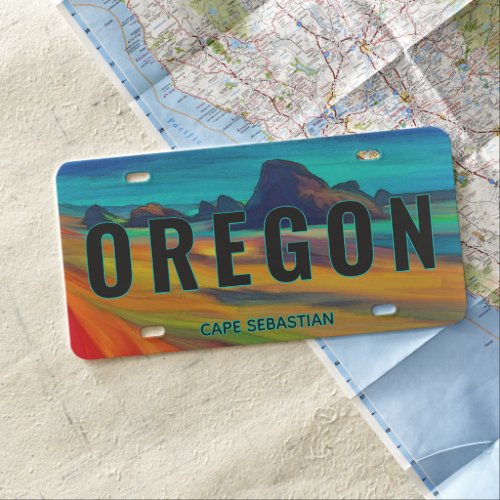 Colorful Cape Sebastian Oregon Coast Art License Plate