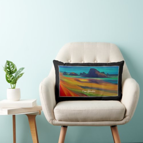 Colorful Cape Sebastian Oregon Coast Art Lumbar Pillow