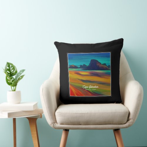 Colorful Cape Sebastian Oregon Coast Art Throw Pillow