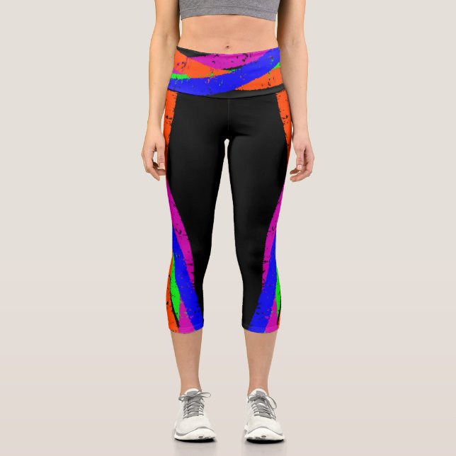 Colorful Capri Cropped 05 Yoga Pants (Front)