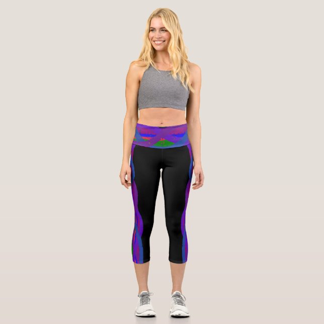 Colorful Capri Cropped 07 Yoga Pants (Front)