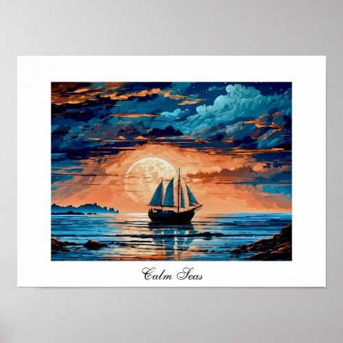 Colorful Captivating Nautical Old Ship  Poster