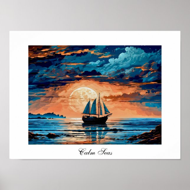 Colorful Captivating Nautical Old Ship  Poster (Front)