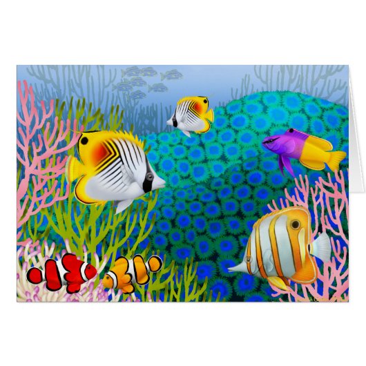 Colorful Caribbean Coral Reef Card (Front Horizontal)