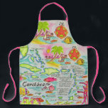 Colorful Caribbean Islands  Apron<br><div class="desc">Wonderfully colorful illustrated map of the Caribbean Islands repurposed on a wonderful apron.  Perfect for a beach house / cottage and what a great birthday gift!</div>