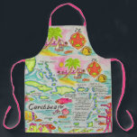 Colorful Caribbean Islands  Apron<br><div class="desc">Wonderfully colorful illustrated map of the Caribbean Islands repurposed on a wonderful apron.  Perfect for a beach house / cottage and what a great birthday gift!</div>