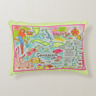 Colorful Caribbean Islands Throw Pillow