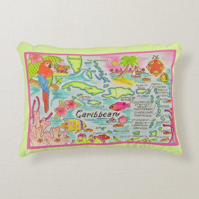 Colorful Caribbean Islands Throw Pillow (Front)