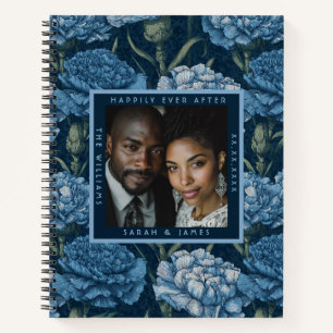 Colorful Carnation Accent Greenery Wedding Notebook