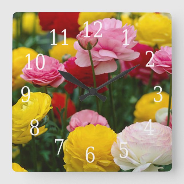 Colorful Carnation Flowers Clock (Front)