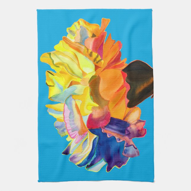 Colorful carnation pop art flower kitchen towel (Vertical)
