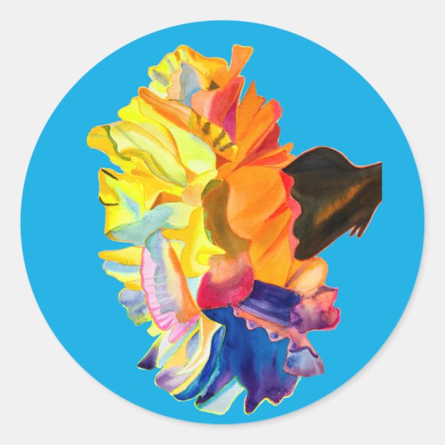 Colorful carnation watercolor flower classic round sticker (Front)