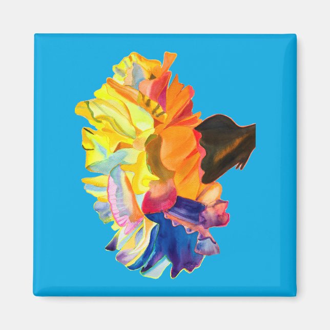 Colorful carnation watercolor flower magnet (Front)